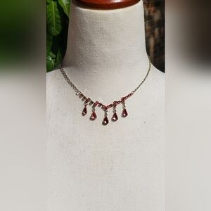 Delicate Vintage Pink Teardrop Rhinestone Necklace